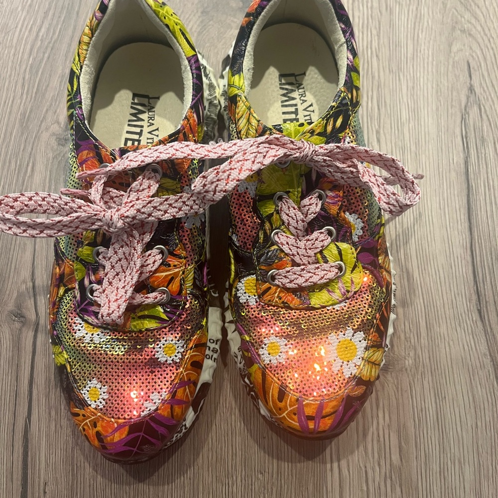 Laura vita sequin Colorful Floral Women's Athletic Shoes sneakers! Italy 37